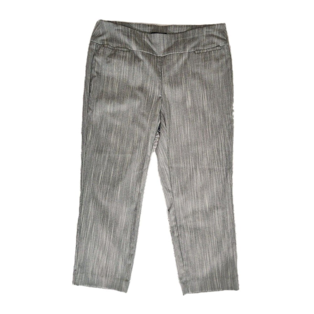 Alfani Womens Capris Size 8 Tummy Control Gray Wide Waistband Front Pockets